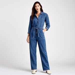 Point Sur Tie Waist  Denim Jumpsuit Size 6